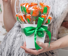 Изображение Подарочный набор, букет Оранжевых карамельных роз