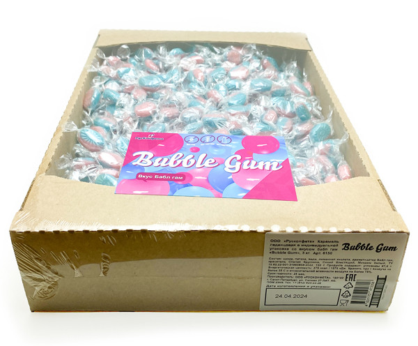 Конфеты «Bubble Gum» в кондитерском гофролотке, 3 кг.