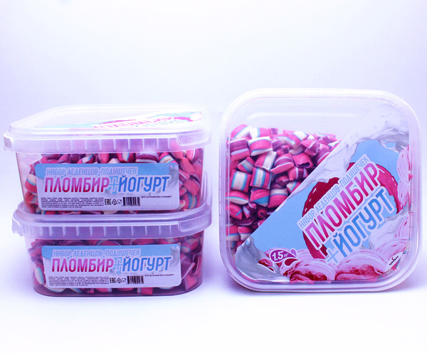 Карамельные подушечки "Пломбир+Йогурт", 1500 гр.