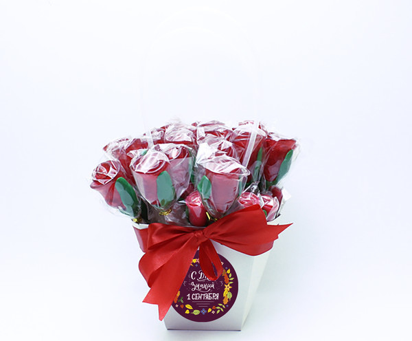 Подарочный набор, букет карамельных роз с наклейкой