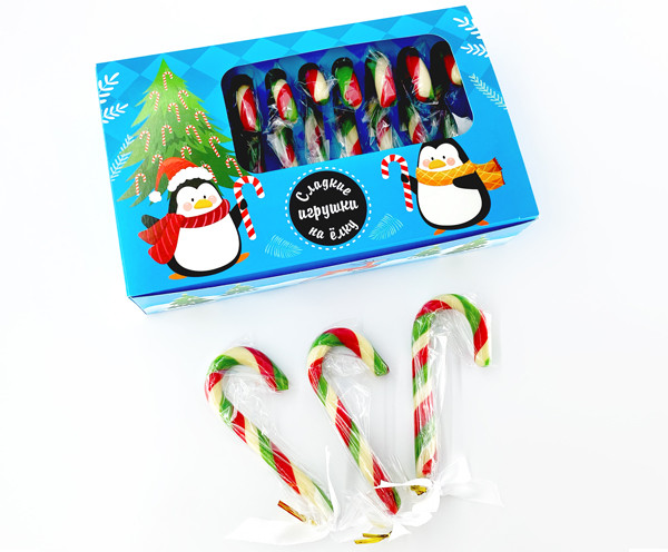 Новогодний подарочный набор леденцов тростей "Сладкие игрушки на ёлку" №1 "Пингвинчики"