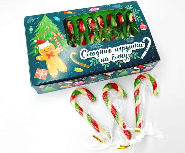 Новогодний подарочный набор леденцов тростей "Сладкие игрушки на ёлку" №2 "Пряничный человечек"